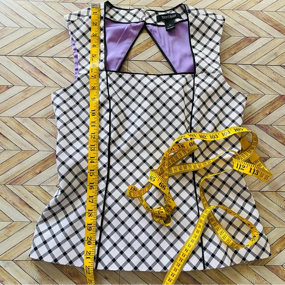 White House Black Market Black and White Plaid Back Cut Out Corset Tank Top - Picture 8 of 10